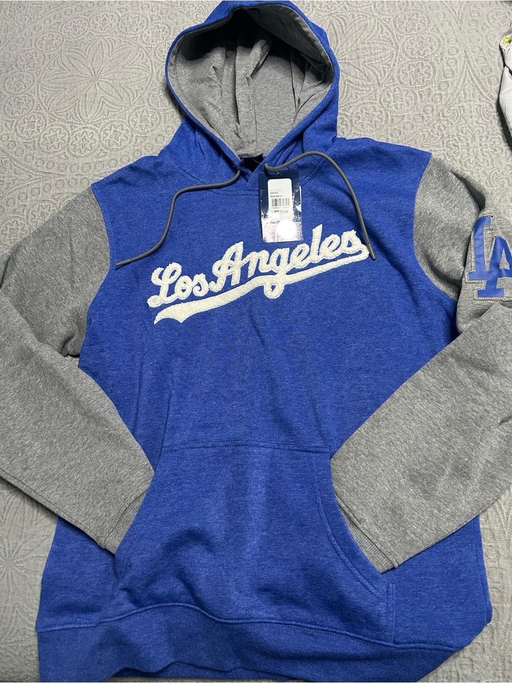 Majestic Blue and Gray Los Angeles Pullover Hoodie